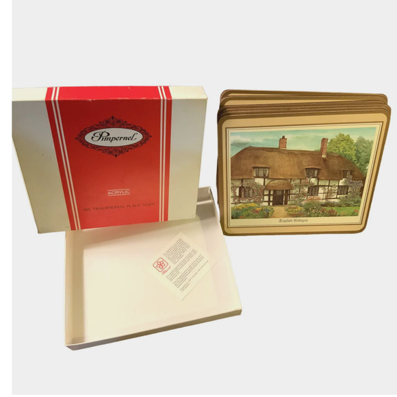 Celluware Ltd Pimpernel 6 Acrylic Traditional  English Cottages Placemats Vtg - Picture 9 of 9